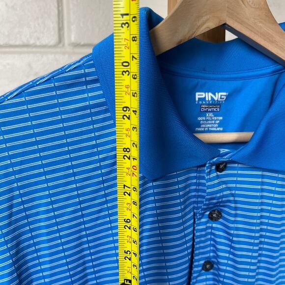 Ping Golf Polo Shirt Men’s Large Blue White/Gray Striped Performance 2XL - Picture 4 of 5